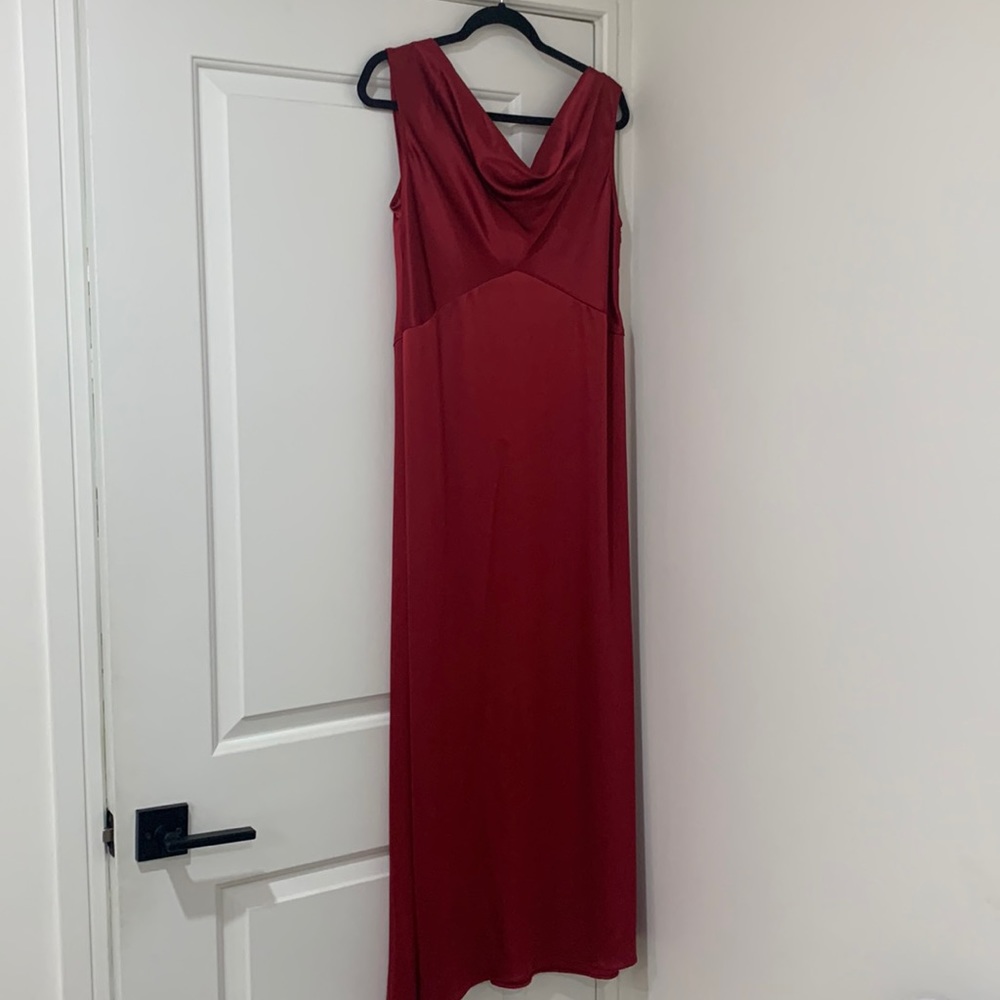 Red silk Saint John dress